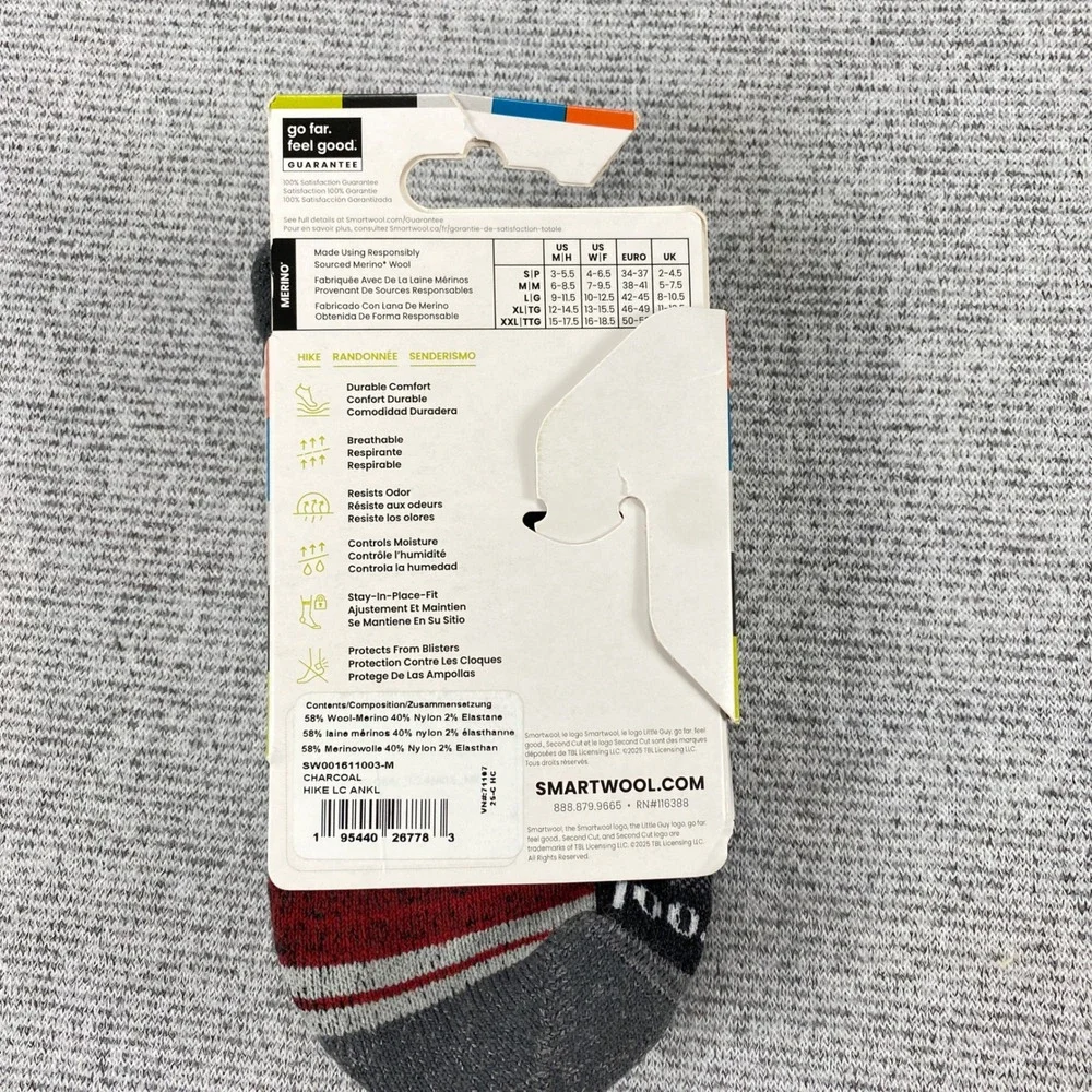 Smartwool Hike‎ Light Cushion Ankle Socks Merino Wool Mens M Womens L